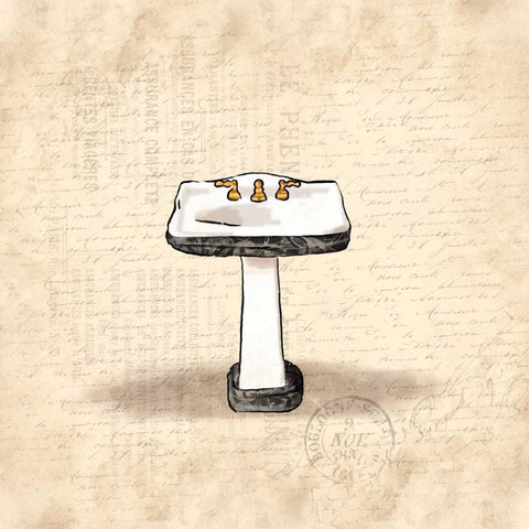 Cream sink White Modern Wood Framed Art Print by Grey, Jace