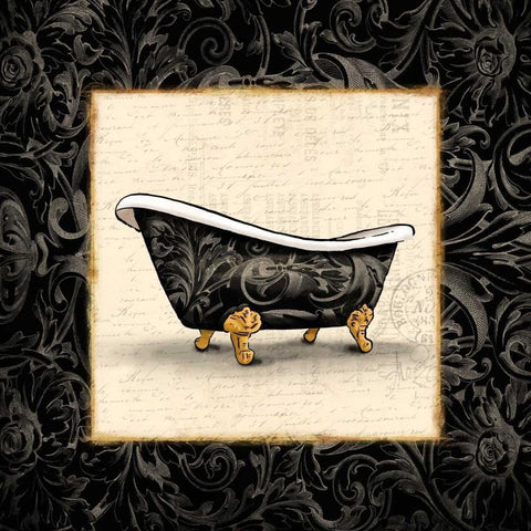 Cream Bath 2 Bordered Gold Ornate Wood Framed Art Print with Double Matting by Grey, Jace