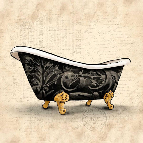 Cream bath 2 Black Ornate Wood Framed Art Print with Double Matting by Grey, Jace