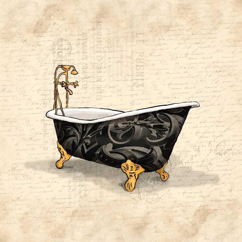 Black Bath 3 White Modern Wood Framed Art Print with Double Matting by Grey, Jace