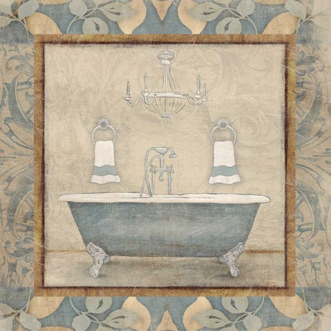 bath floral pattern Gold Ornate Wood Framed Art Print with Double Matting by Grey, Jace