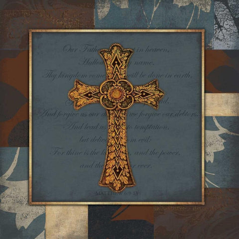 Cross our father Gold Ornate Wood Framed Art Print with Double Matting by Grey, Jace