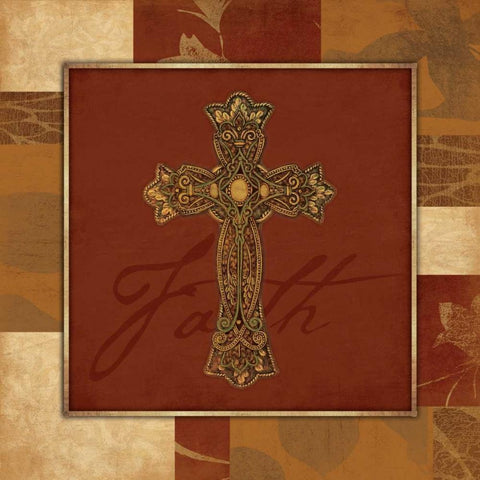 Cross faith Black Ornate Wood Framed Art Print with Double Matting by Grey, Jace