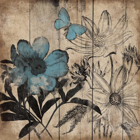 Wood Floral Small 1 Black Ornate Wood Framed Art Print with Double Matting by Grey, Jace