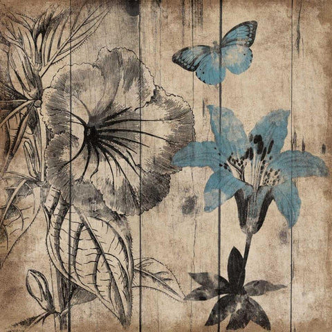 Wood Floral Small 2 Black Modern Wood Framed Art Print with Double Matting by Grey, Jace