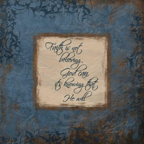 Faith Blue Black Modern Wood Framed Art Print by Grey, Jace