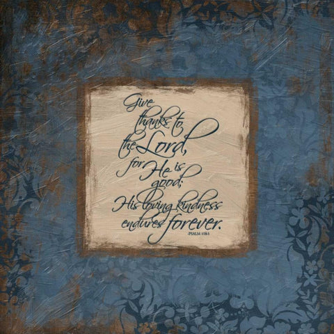 salm 118 -1 Blue Black Ornate Wood Framed Art Print with Double Matting by Grey, Jace