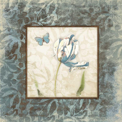 Butterfly Tulip 1 White Modern Wood Framed Art Print with Double Matting by Grey, Jace