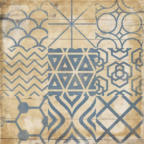 Geo Patch 3 Gold Ornate Wood Framed Art Print with Double Matting by Grey, Jace