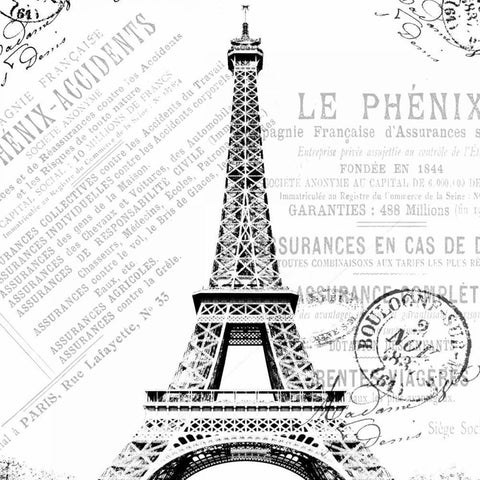 Paris Eiffel Black Ornate Wood Framed Art Print with Double Matting by Grey, Jace