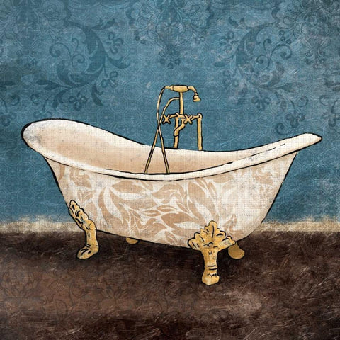 Floral Bath 1 Gold Ornate Wood Framed Art Print with Double Matting by Grey, Jace