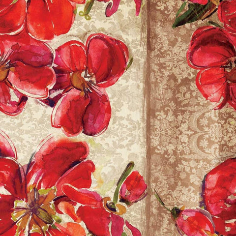 Red Floral 2 Gold Ornate Wood Framed Art Print with Double Matting by Grey, Jace