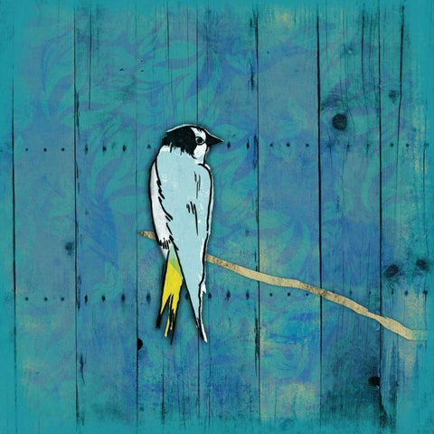 Blue Hue Bird 2 Black Modern Wood Framed Art Print by Grey, Jace