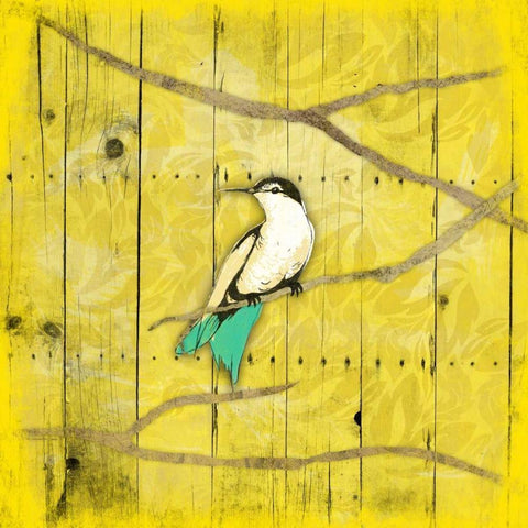 Yellow  Hue Bird 2 White Modern Wood Framed Art Print by Grey, Jace