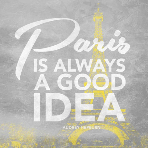 Paris yellow White Modern Wood Framed Art Print with Double Matting by Grey, Jace