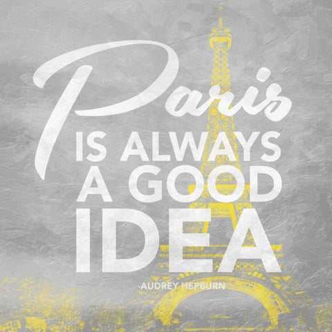 Paris yellow Black Modern Wood Framed Art Print with Double Matting by Grey, Jace