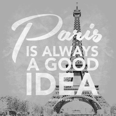 Paris Grey Black Modern Wood Framed Art Print with Double Matting by Grey, Jace