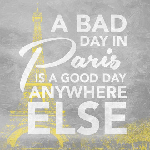 Paris mate Yellow White Modern Wood Framed Art Print by Grey, Jace