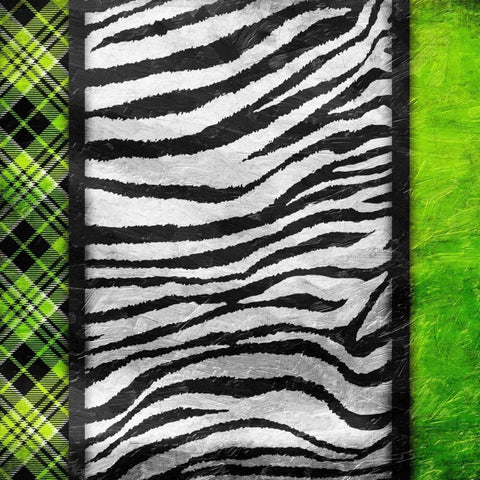 Lime Zebra Plaid Black Modern Wood Framed Art Print with Double Matting by Grey, Jace