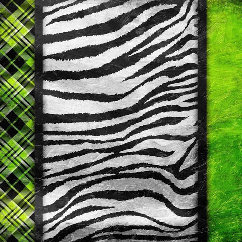 Lime Zebra Plaid Black Ornate Wood Framed Art Print with Double Matting by Grey, Jace