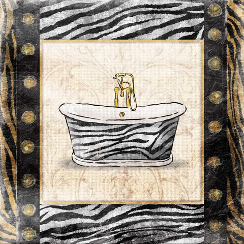 Black gold zebra bath Gold Ornate Wood Framed Art Print with Double Matting by Grey, Jace