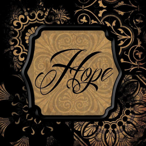 Black gold hope Gold Ornate Wood Framed Art Print with Double Matting by Grey, Jace