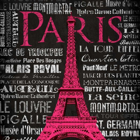 Paris Type Black Modern Wood Framed Art Print with Double Matting by Grey, Jace