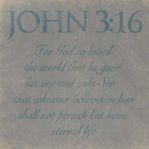 John 3-16 White Modern Wood Framed Art Print by Grey, Jace