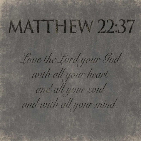 Matthew  22-37 White Modern Wood Framed Art Print with Double Matting by Grey, Jace