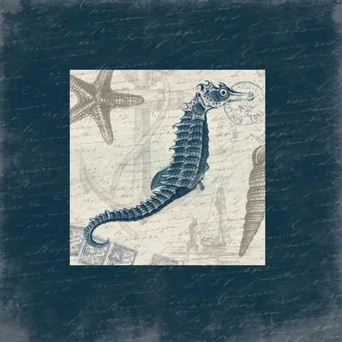 Seahorse Bordered Black Modern Wood Framed Art Print by Grey, Jace