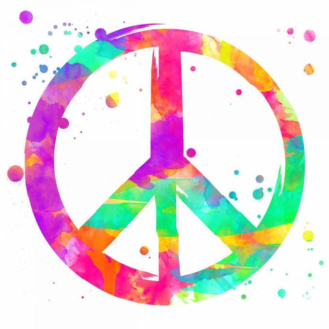 Rainbow Peace White Modern Wood Framed Art Print by Grey, Jace