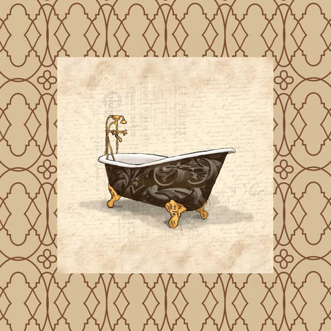 Brown Bath Border Gold Ornate Wood Framed Art Print with Double Matting by Grey, Jace