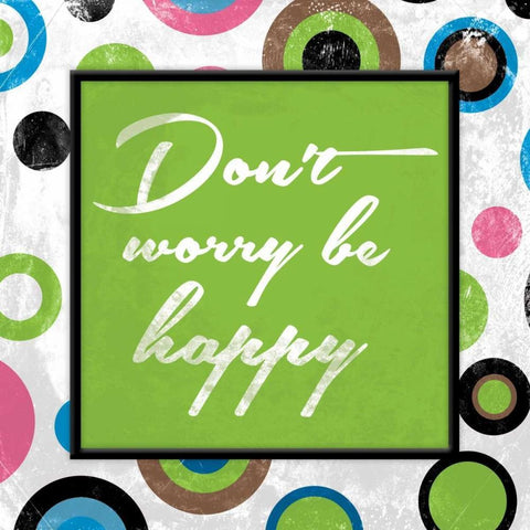 Be happy White Modern Wood Framed Art Print with Double Matting by Grey, Jace