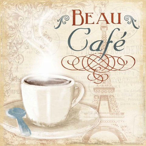 Beau Cafe Black Modern Wood Framed Art Print by Grey, Jace