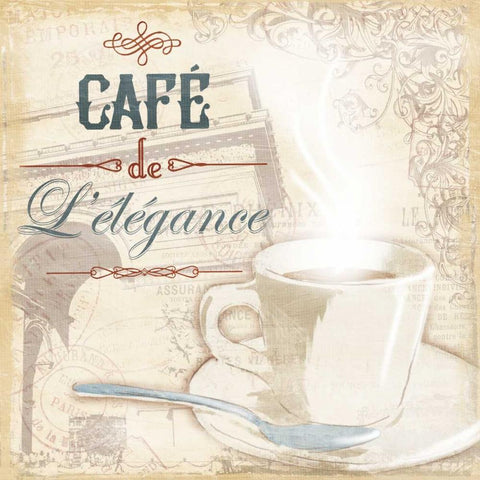 Cafe Lelegance White Modern Wood Framed Art Print with Double Matting by Grey, Jace