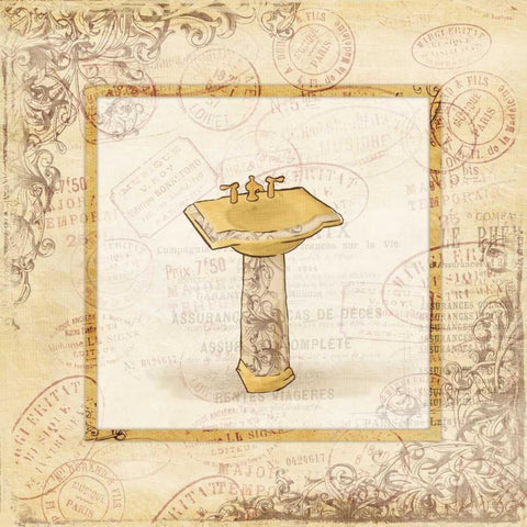 Postal vintage sink White Modern Wood Framed Art Print with Double Matting by Grey, Jace