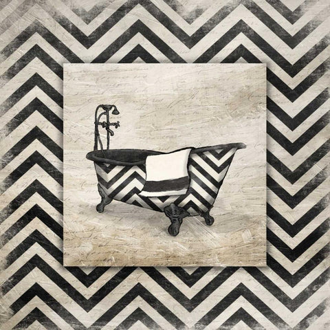 Black White Geo Bath Gold Ornate Wood Framed Art Print with Double Matting by Grey, Jace