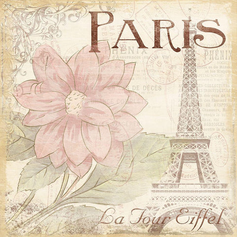 Paris Eiffel White Modern Wood Framed Art Print with Double Matting by Grey, Jace