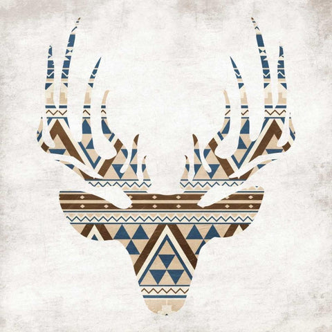 Aztec Deer No Background Black Ornate Wood Framed Art Print with Double Matting by Grey, Jace