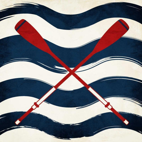 Oar Waves Black Modern Wood Framed Art Print with Double Matting by Grey, Jace