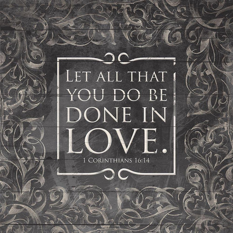 Done In Love Neutral Black Ornate Wood Framed Art Print with Double Matting by Grey, Jace