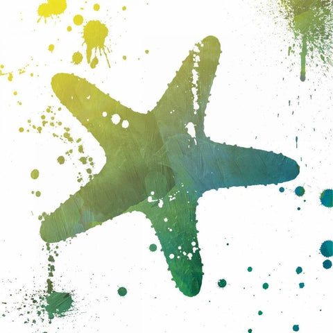 Starfish Splatter White Modern Wood Framed Art Print by Grey, Jace