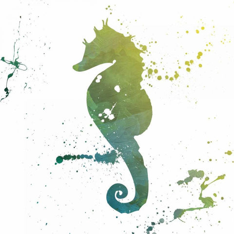 Seahorse Splatter Gold Ornate Wood Framed Art Print with Double Matting by Grey, Jace