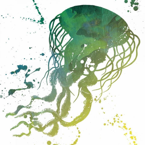 Jellyfish Splatter Gold Ornate Wood Framed Art Print with Double Matting by Grey, Jace