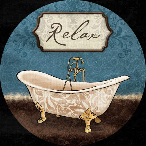 Bath Relax Round White Modern Wood Framed Art Print with Double Matting by Grey, Jace