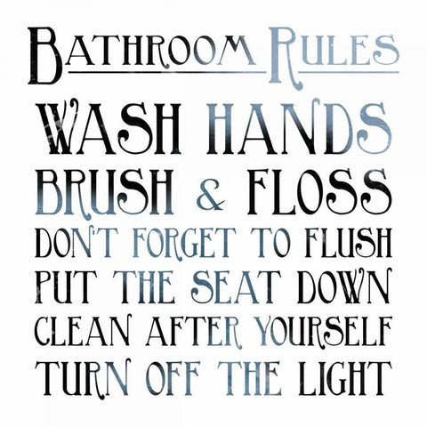 Bathroom Rules Gold Ornate Wood Framed Art Print with Double Matting by Grey, Jace