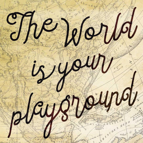 The World is Your Playground White Modern Wood Framed Art Print by Grey, Jace