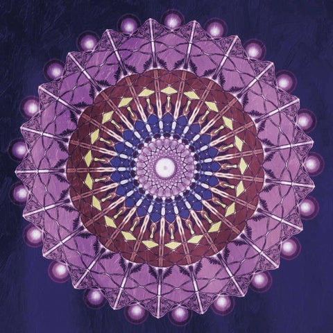 Circular BoHo Black Ornate Wood Framed Art Print with Double Matting by Grey, Jace