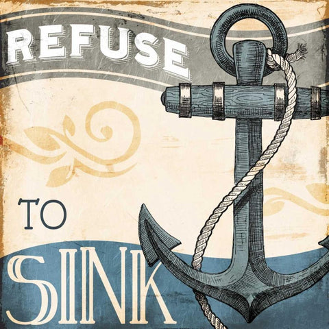 Refuse To Sink Black Modern Wood Framed Art Print with Double Matting by Grey, Jace