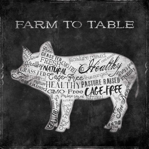 Farm To Pig Black Ornate Wood Framed Art Print with Double Matting by Grey, Jace